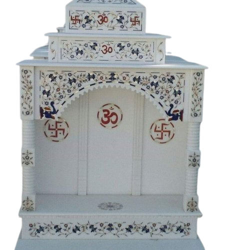 Eco-Friendly Long Lasting Polished Finish Printed Design Handcraft White Marble Home Temple