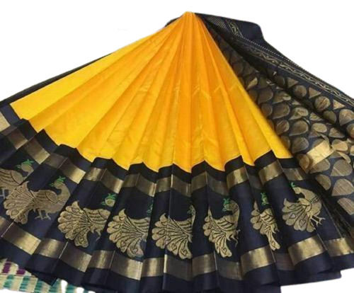 Spicy Multi Color Silk Material And Cotton Silk Fabric Zari Work Party Wear Ladies Sarees 