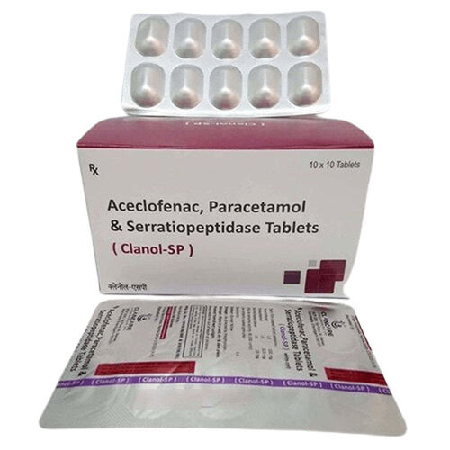 Aceclofenac Paracetamol And Serratiopeptidase Tablets, 10x10 Tablets