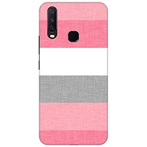 Pink And Grey Shade Stripes Printed Back Cover Phone Case For Vivo Y15 Body Material: Plastic