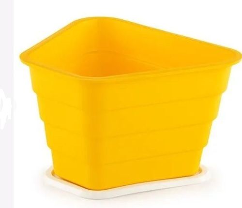 Yellow 13 Inches Durable And Lightweight Glossy Finished Pvc Plastic Flower Pots