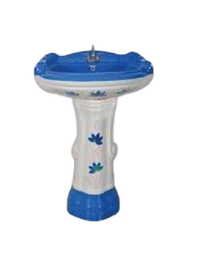 Blue And White Pedestal Wash Basin