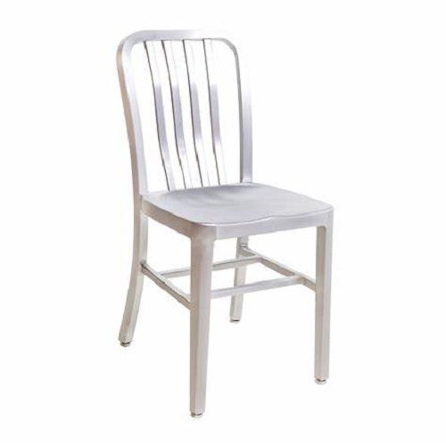 Stainless Steel Dining Chair - 18-19 Inch Height, Blue and Silver | Durable, Easy to Clean, Fireproof Standard, UV Resistant, Water Resistant