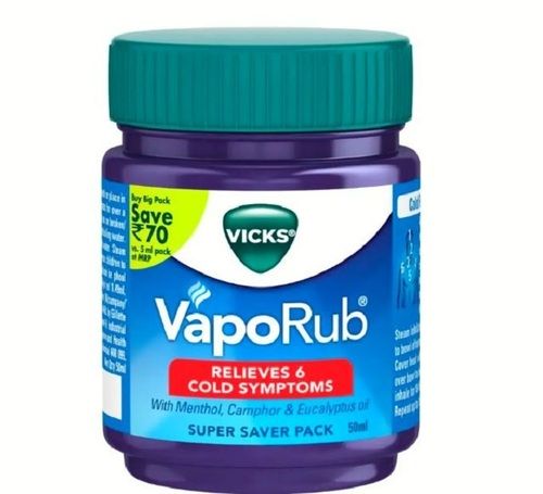 Vicks Vaporub Relives From Cold Symptoms, Pack Of 50 Ml