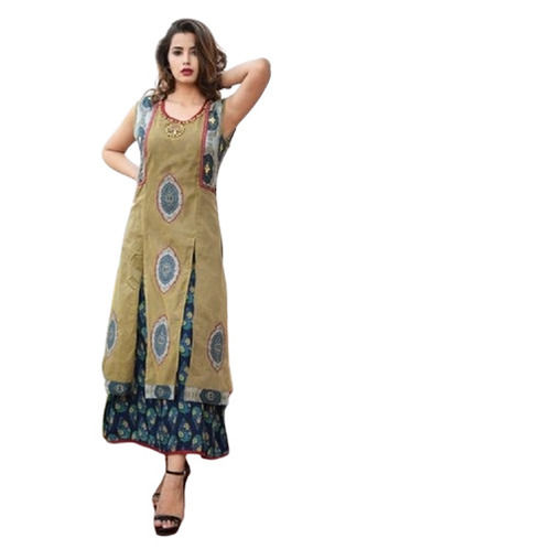 Cotton Party Wear Round Neck Ladies Designer Kurtis