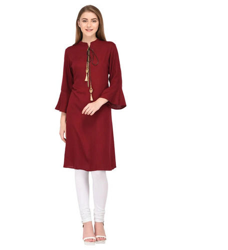 Smooth Finish Casual Wear Plain Comfortable Kurti For Ladies