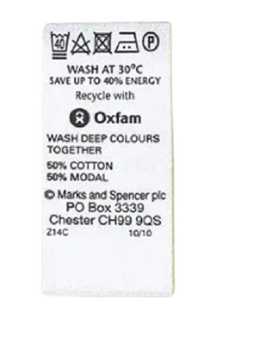 White Color 50 Percent Cotton Printed Computerized Label