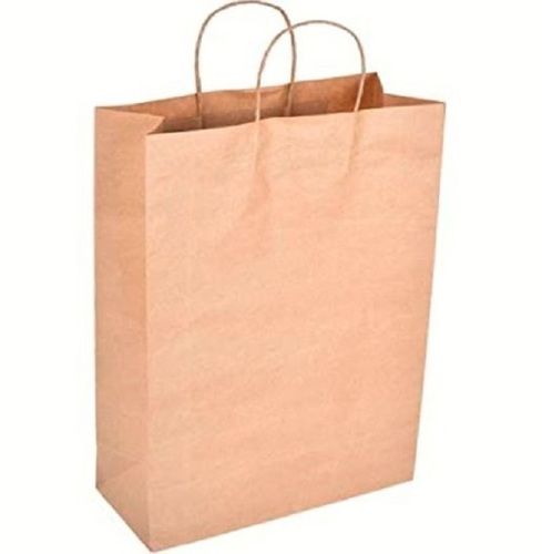 Brown 12 X 16 X 5 Inch Disposable Kraft Paper Plain Carry Bags With Handles