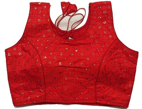 आरामदायक और क्विक ड्राई फ़्री साइज़ स्लीवलेस एम्ब्रॉयडरी कॉटन ब्लाउज माप: उपस्थिति रिकॉर्डिंग