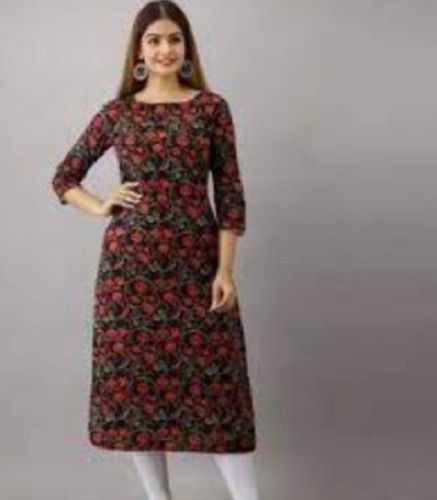 Party Wear Short Sleeve Multi Color Washable And Comfortable Ladies Cotton Kurti