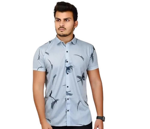 Washable And Breathable Floral Printed Short Sleeves Cotton Shirt For Men