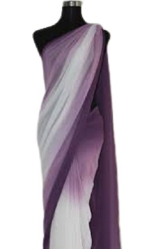 मैचिंग ब्लाउज पीस के साथ प्लेन पर्पल और व्हाइट कैज़ुअल जॉर्जेट साड़ियां