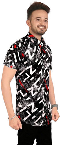 Casual Wear Regular Fit Half Sleeves Spread Collar Printed Shirt For Mens