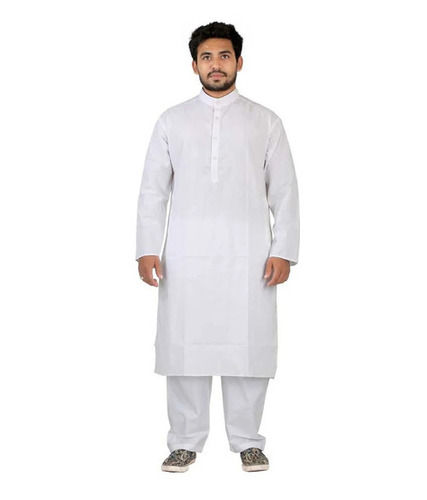 Plain Dyed Full Sleeves Round Collar Button Closure Cotton Mens Kurta Pajama Age Group: 18-28