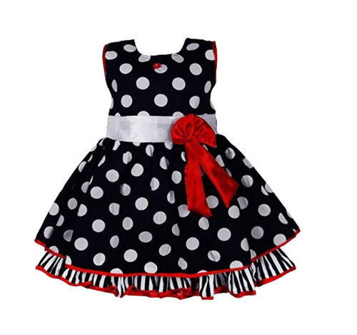 Kids Fancy Printed Sleevless Round Neck Polyster Frock For Casual Wear