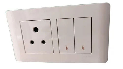 White 250 Gram Weight 220 Volt 6 Amp Plastic Modular Electric Switch