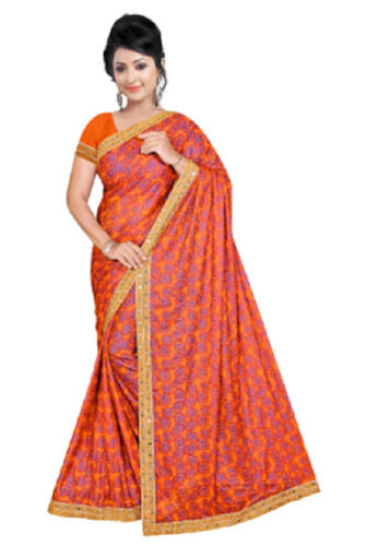 Comfortable Party Wear Beads Patch Work Design Silk Saree For Ladies