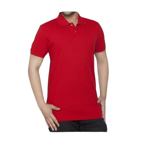 Washable And Comfortable Polo Neck Half Sleeves Plain Cotton T Shirt 