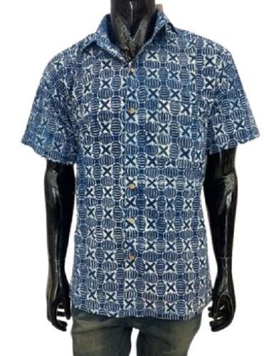 Printed Straight Collar Cotton Half Sleeve Shirt For Mens Age Group: Adult