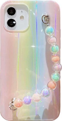 Iphone 11 Rectangular Bar And Silicone Pearls Holder Fancy Mobile Cover