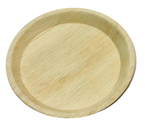 8 Inches Plain Round Disposable Areca Leaf Plates For Events And Parties - Areca Leaf, 8 Inch Diameter, Light Brown , Eco Friendly, Biodegradable, Compostable