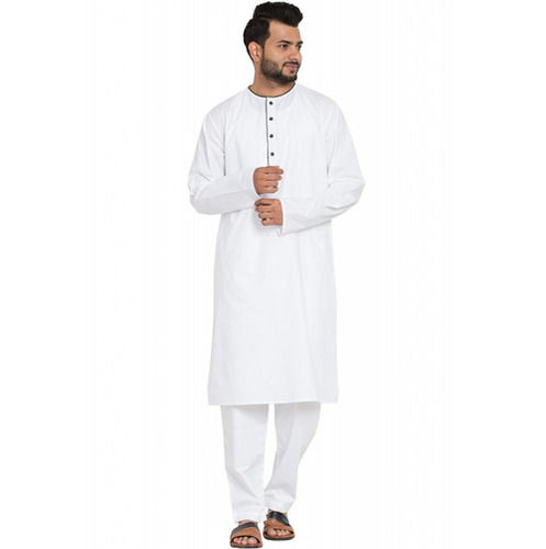 All Available Mens Plain Cotton Long Sleeve Round Neck Regular Fit Casual Wear Kurta