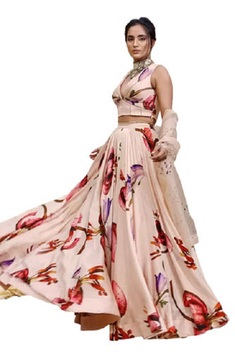 FLORAL PRINT SATIN EFFECT DRESS - Multicolored