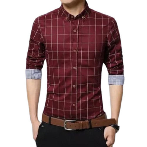 Regular Fit Casual Wear Full Sleeves Cotton Blend Check Shirt For Men