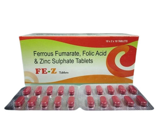 Ferrous Fumarate Folic Acid And Zinc Sulphate Tablets, 10 X 2 X 10 Tablets
