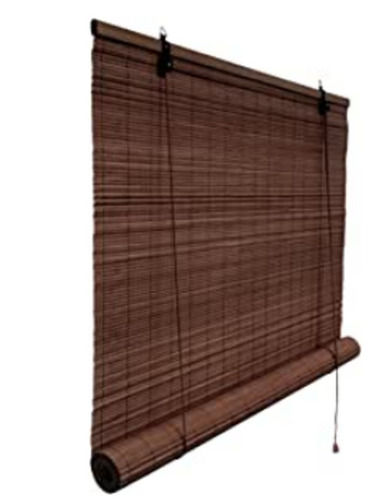 Brown Wall Mounted Water Proof Rectangular Bamboo Roller Window Blinds