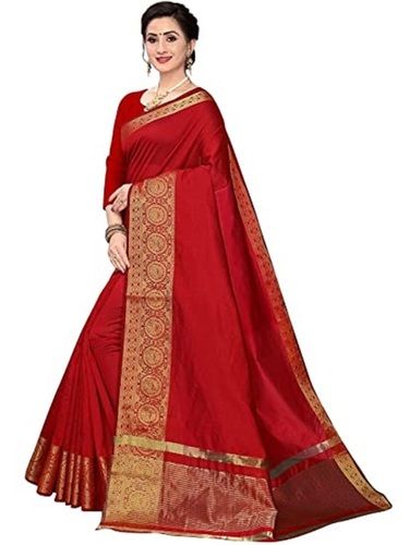 Lightweight Tear Resistance Party Wear Breathable Ladies Cotton Silk Sarees