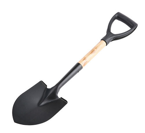 Silver 2.5 Feet Metal And Wooden No Coated Portable Shovel For Digging