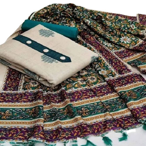 Anti Wrinkle Breathable Printed Cotton Unstitched Salwar Kameez For Ladies