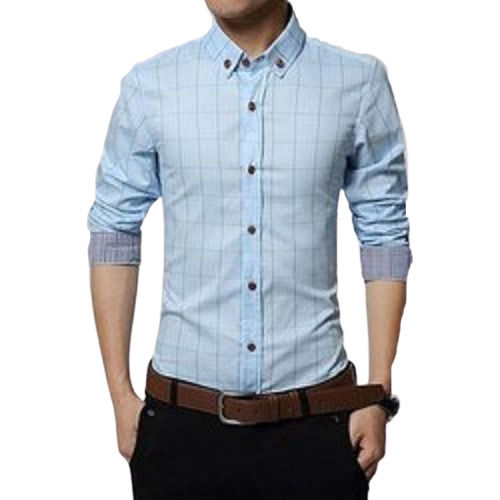 Mens Soft And Comfortable Full Sleeves Checked Cotton Shirt For Formal Wear