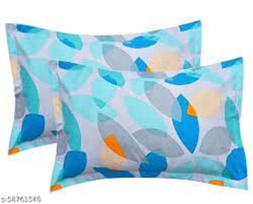 Blue Printed Cotton Pillow Cover Rectangular