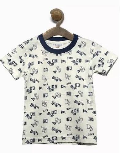 White Cotton Printed Kids T-Shirt