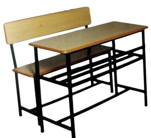 1.2 Foot Long Rectangular Eco Friendly Mild Steel And Wooden Dual Desk Bench