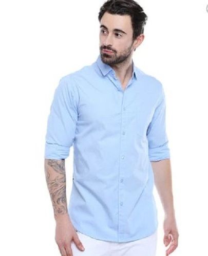 Men'S Lightweight Full Sleeves Classic Collar Plain Cotton Shirt For Party Wear 