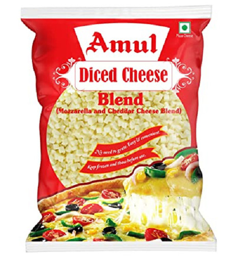 100% Pure Vegetarian Amul Mozzarella And Cheddar Diced Cheese