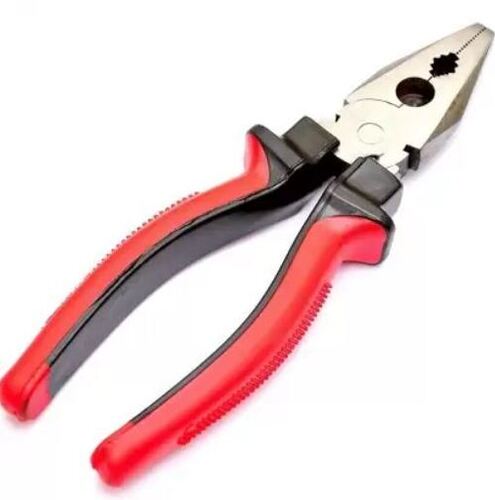 Silver Red 8 Inch Long 300 Gram Stainless Steel And Plastic Flat Nose Pliers