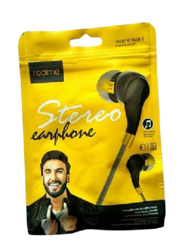 3.5mm Jack Plastic & Rubber Body Stereo Sound Wired Earphone, 1 Meter Long - IPX5 Splash-Proof, Built-in Mic, Comfortable for All-Day Use