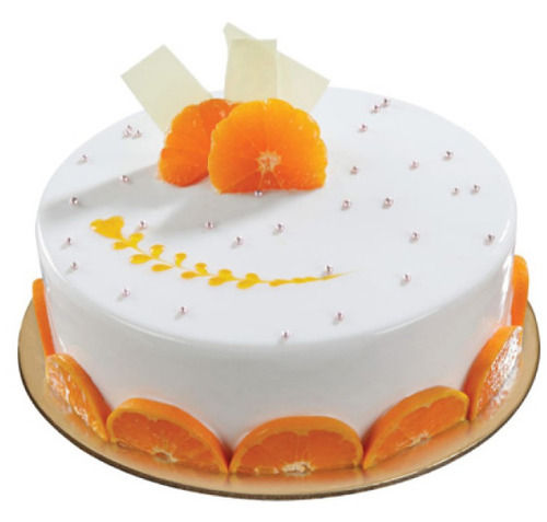 1 Kilogram Sweet And Delicious Round Eggless Fresh Orange Cake 