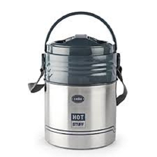 तीन कंटेनरों के साथ ग्रे टिकाऊ और लीकप्रूफ लंच बॉक्स, क्षमता: 300 Ml