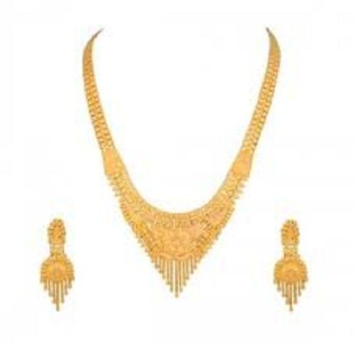 Golden 35 Gram Weight Gold Necklace Set 22 Ct