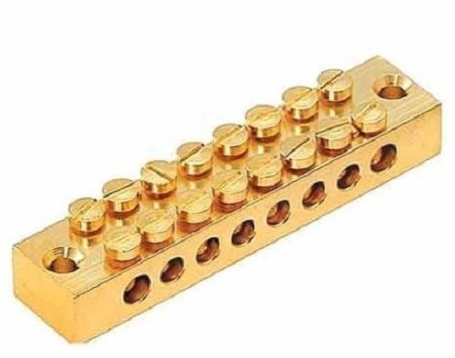 Golden 7 Inch Rectangular Plating Surface Corrosion Resistant Brass Terminal Block 