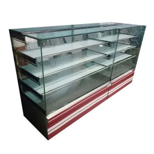 Sliver Modern Polished Stainless Steel And Glass Bakery Display Counter