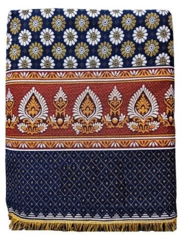 Multi Color Embroidered Pattern Plain Woven Queen Size Cotton Solapur Bedsheet 