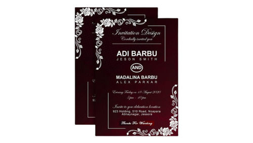 Rectangular Printed Paper Designer Invitation Card For Wedding Anniversary  Size: Customize