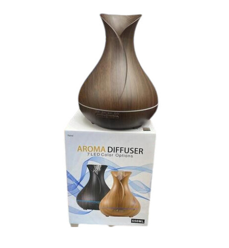 Ultrasonic Aroma Diffuser - 400ml Capacity, Dark Oak Design with 7 Soothing LED Colors for Wellness and Relaxation