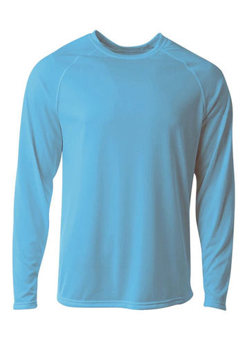 Soft And Comfortable Plain Pattern Long Sleeves Blue T-shirts For Mens